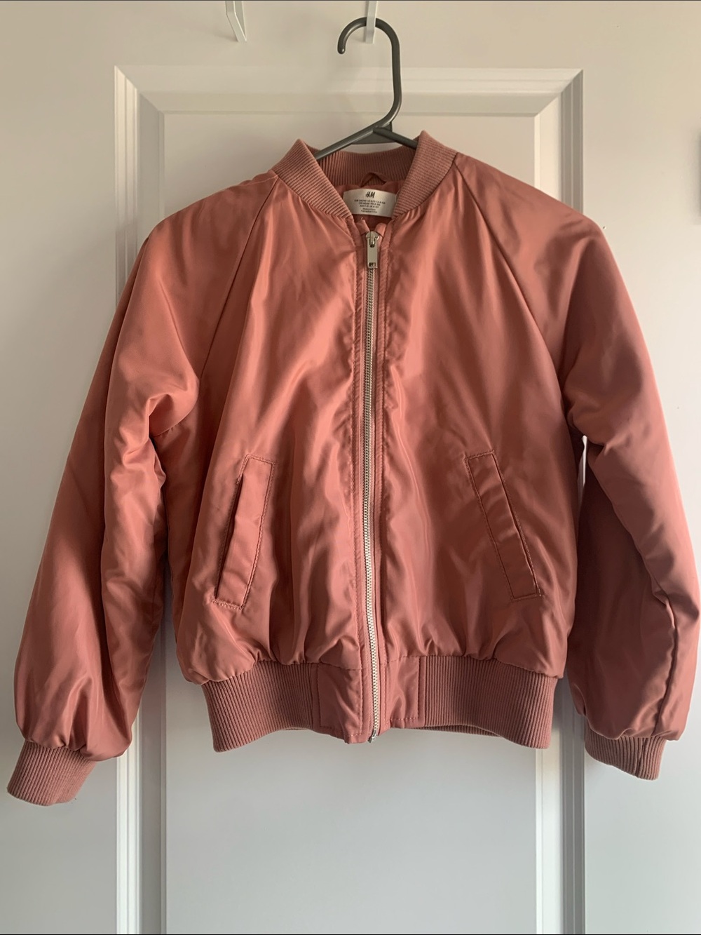 H&M Girls Pink Dusty Rose Puffer Bomber Jacket